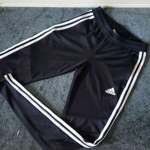 Adidas XXS Climacool Athletic Pants Joggers Black White Zipper Pockets Ankle 2XS